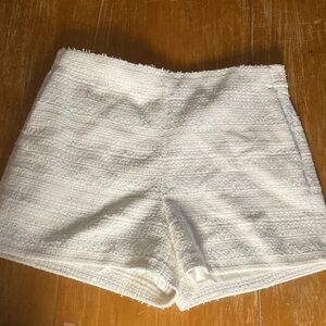 White Tweed Textured High-Waist Women’s Shorts